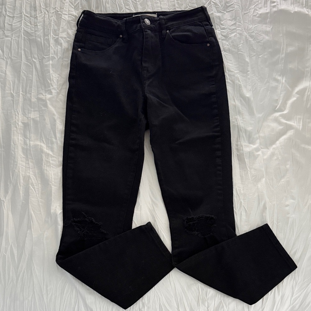 Pacsun Black High-Rise Skinny Jeans With Knee Rips